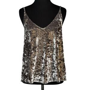 American Eagle silver crushed velvet tank top cami size M